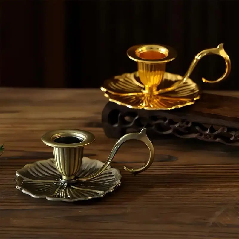 Retro Teacup Metal Chamberstick Candle Holder with Handle Chamberstick Candle Holder Nixie