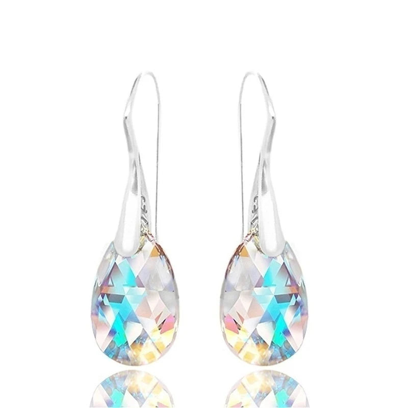 Blue Aurora Crystal Water Drop Dangle Earrings for Women Crystal Dangle Earrings Nixie Blue