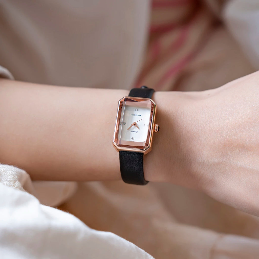 REBIRTH Retro Elegant Leather Quartz Watch | Rectangle Dial