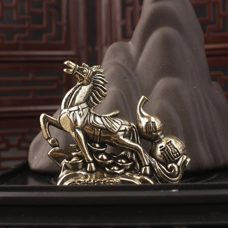 Bronze Zodiac Horse Copper Statue Desktop Ornament Décor Desktop Statue Ornament Nixie