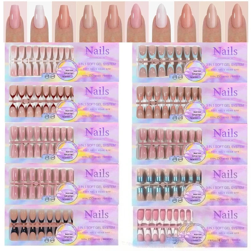 150Pcs Acrylic Press On Nails Full Cover False Tips Salon DIY Press On Nails Nixie