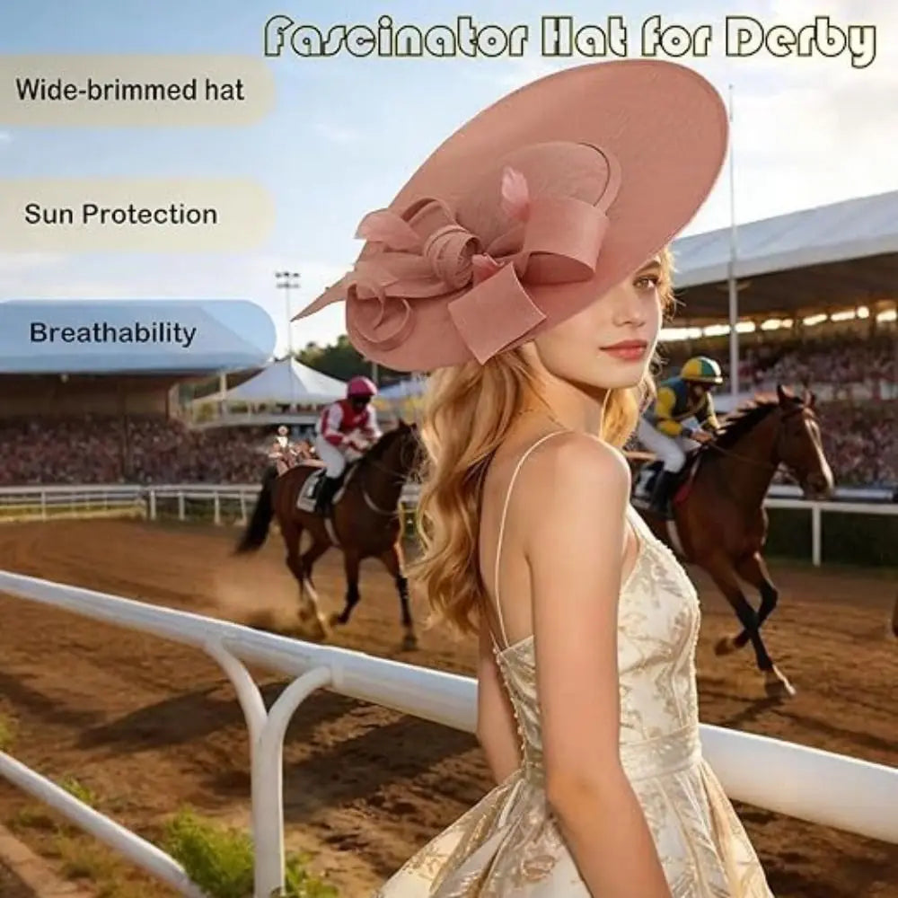 Women's Wide Brim Fascinator Hat with Headband – Vintage Derby Fascinator Hat Nixie