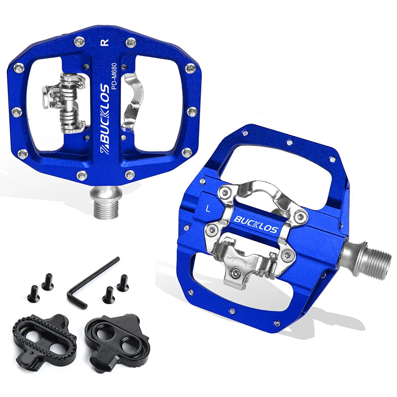 BUCKLOS Dual Function MTB Pedals – Flat & SPD Clipless