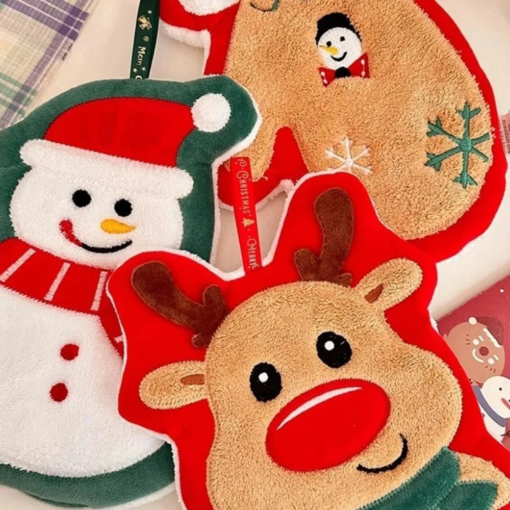 Cartoon Snowman Christmas Hand Towel – Coral Fleece Quick-Dry Christmas Hand Towel Nixie