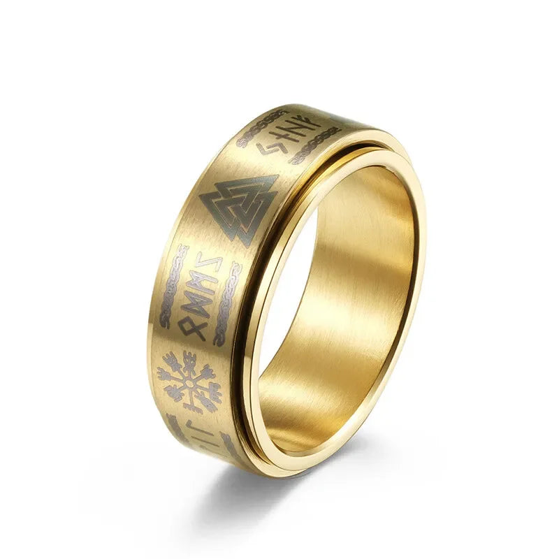 Rotatable Viking Amulet Stainless Steel Ring | Sizes 6–12 Spinner Fashion Ring Nixie