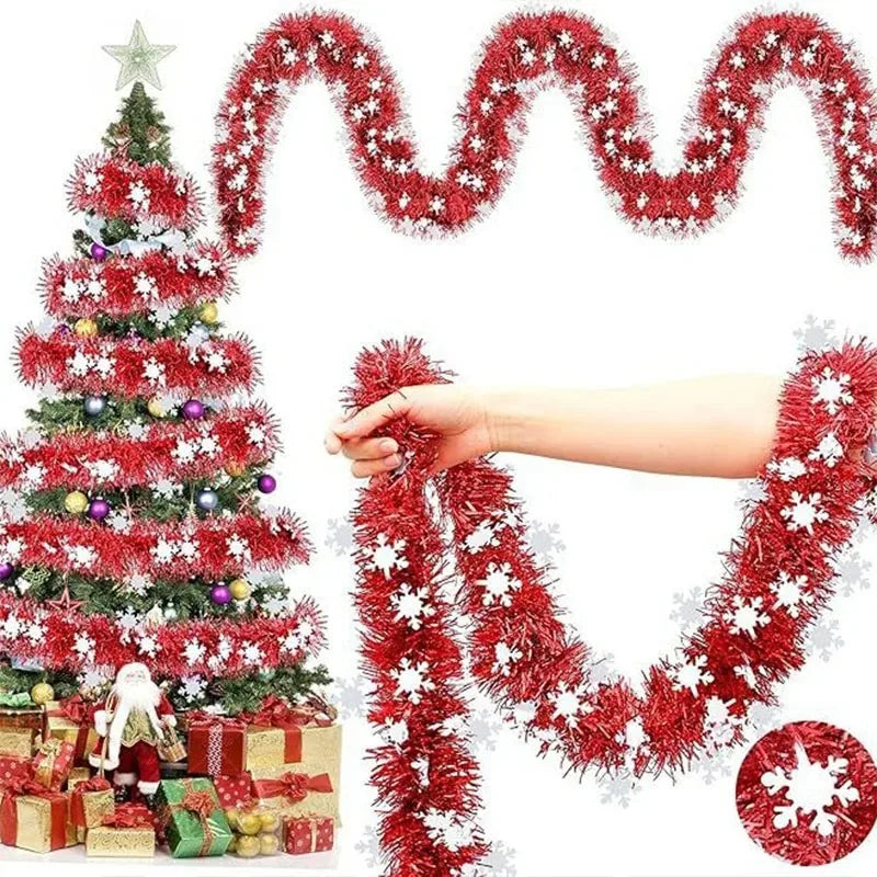 2M Christmas Snowflake Tinsel Garland – Metallic Party Decor Christmas Tinsel Garland Nixie