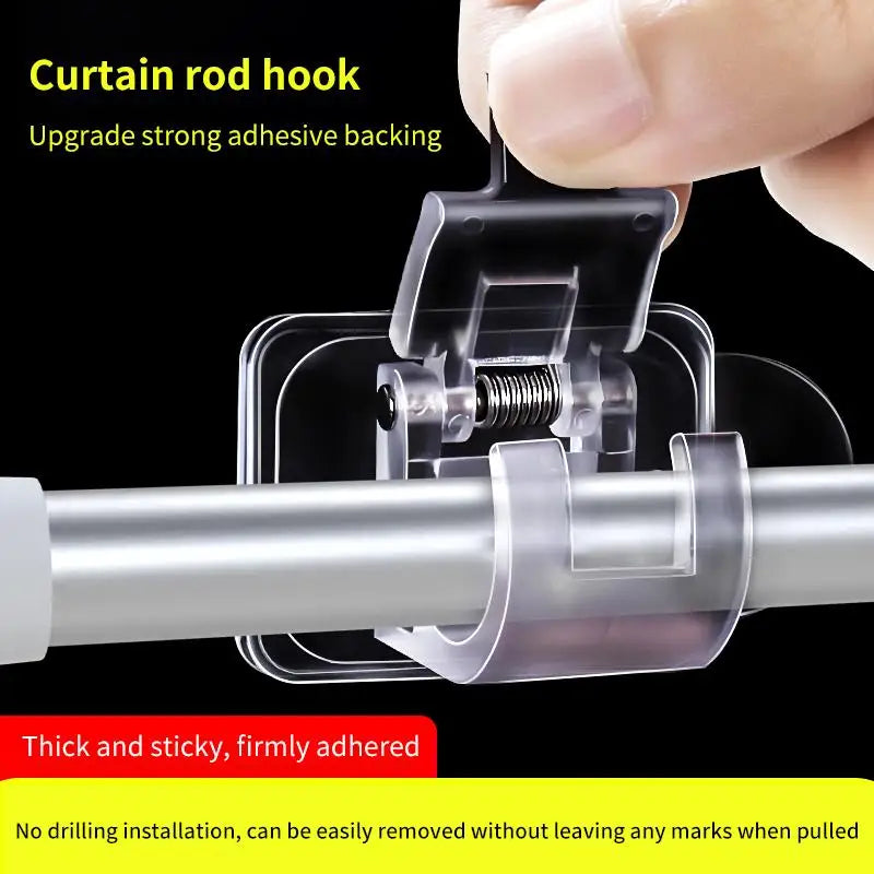 10pcs No-Drill Curtain Rod Brackets – Self-Adhesive Clips