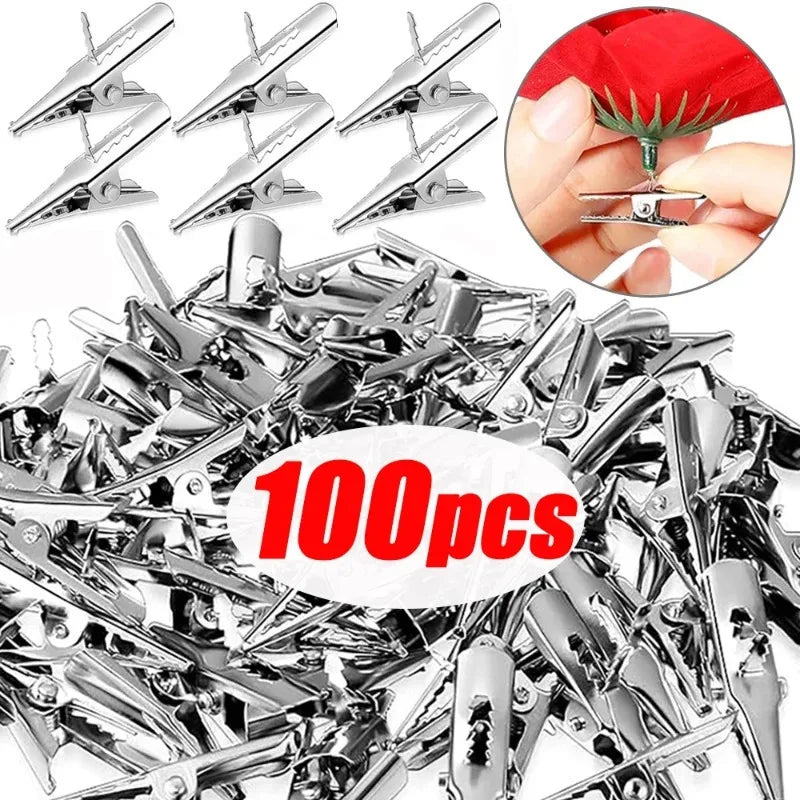 Mini Christmas Flower Metal Clips – Xmas Tree & Wreath Decor Holiday Decoration Clips Nixie 100pcs