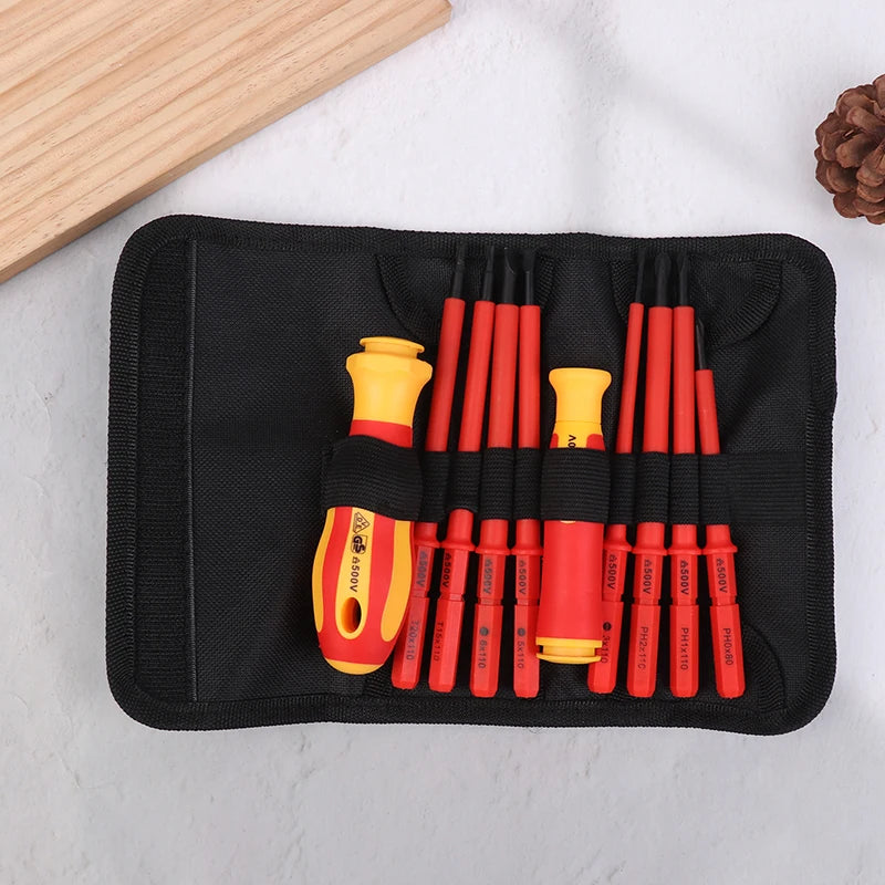 10Pc VDE Insulated Screwdriver Set 500V + Storage Bag Insulated Screwdriver Set Nixie