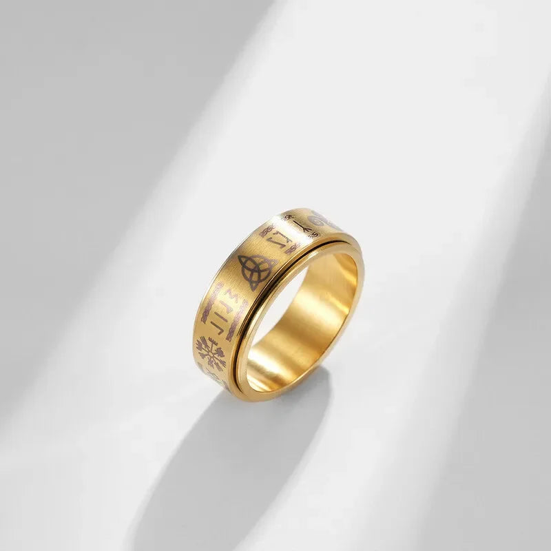 Rotatable Viking Amulet Stainless Steel Ring | Sizes 6–12 Spinner Fashion Ring Nixie