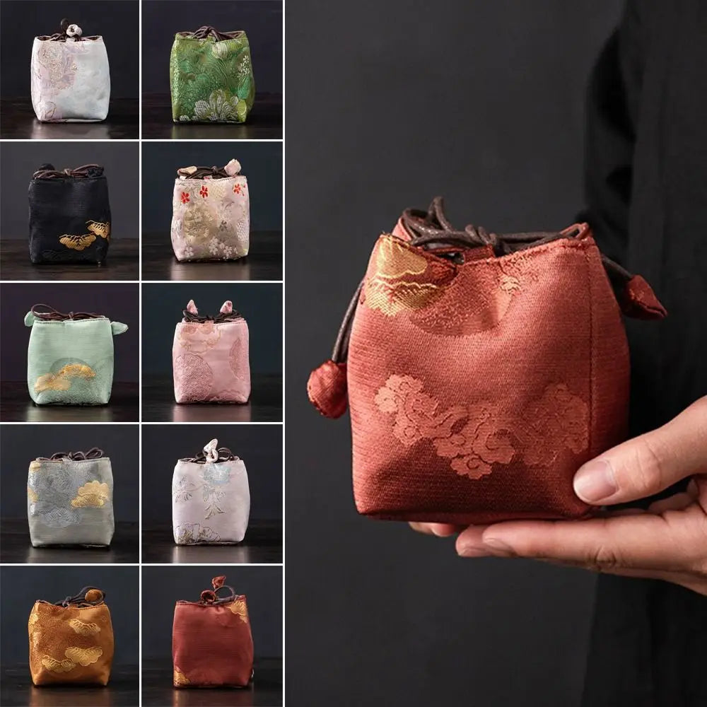Brocade Tea Set Storage Bag – Chinese Embroidered Teapot Pouch Tea Storage Bag Nixie