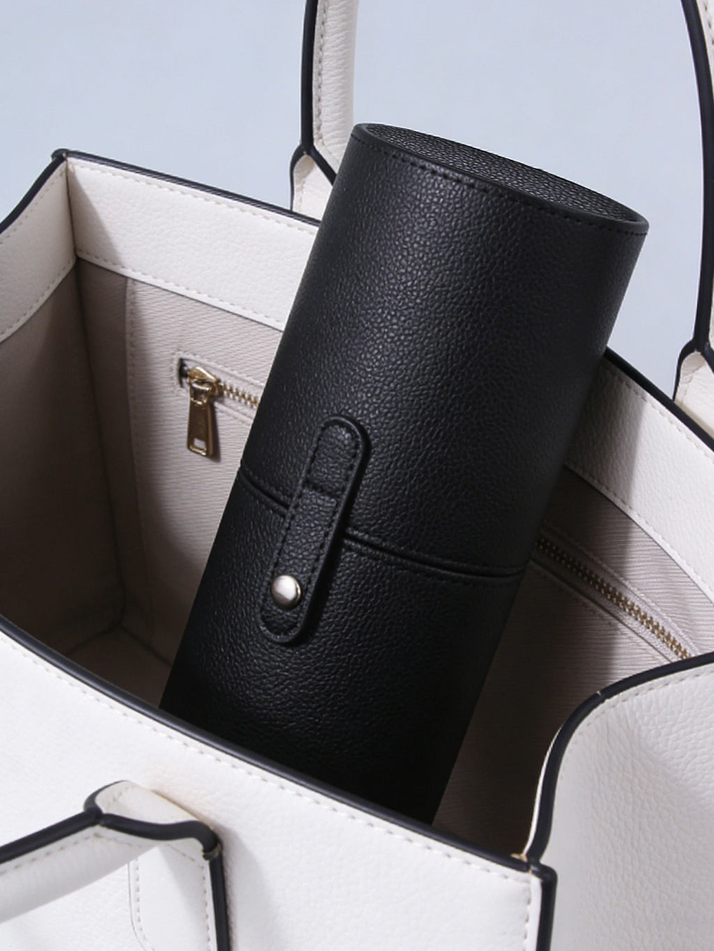 Litchi Leather Makeup Brush Holder – Large Cylinder Storage Makeup Brush Holder Nixie