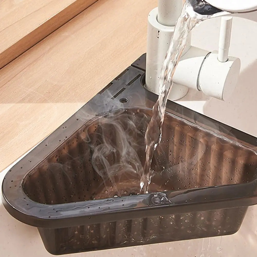 Kitchen Triangle Drain Basket – Retractable Sink Corner Rack Sink Drain Basket Nixie