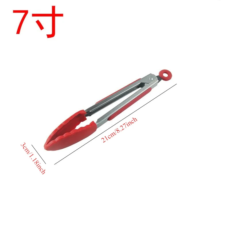 Silicone BBQ Tongs 7" & 9" Stainless Steel Locking Kitchen Set Kitchen Cooking Tongs Nixie
