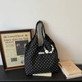 Women's Polka Dot Lace Bucket Bag | Korean Shoulder Crossbody Tote Shoulder Bucket Bag Nixie BB-1245 Black