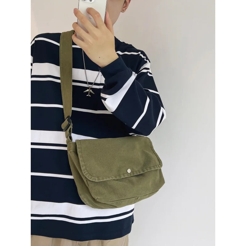 Solid Canvas Crossbody Bag – Unisex Shoulder Satchel Canvas Crossbody Bag Nixie