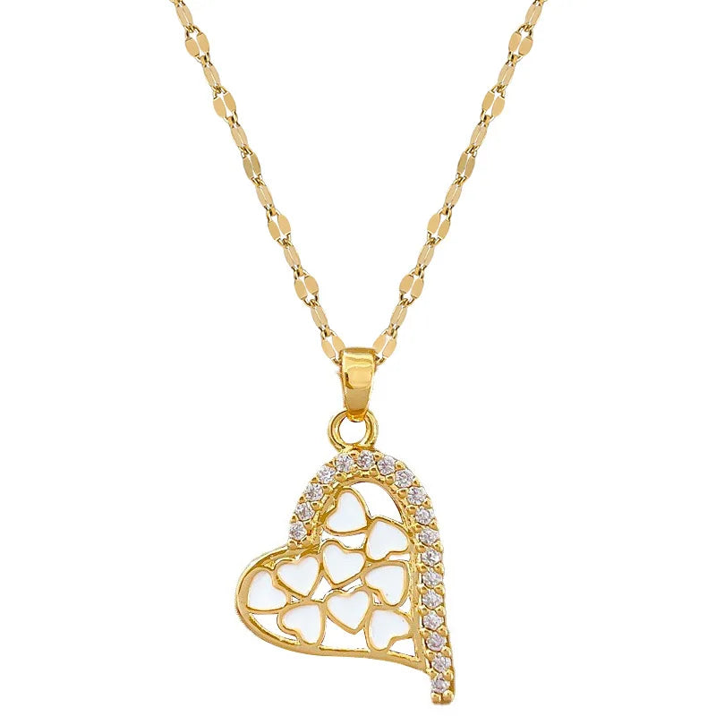 Women's Gold Heart Pendant Necklace – Stainless Steel Choker Pendant Necklace Nixie