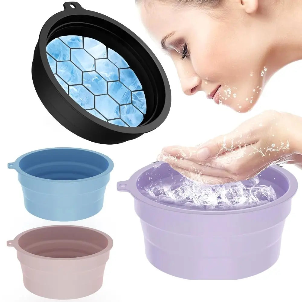 Foldable Silicone Face Ice Bath Bowl with Built-In Ice Tray Facial Ice Bath Bowl Nixie