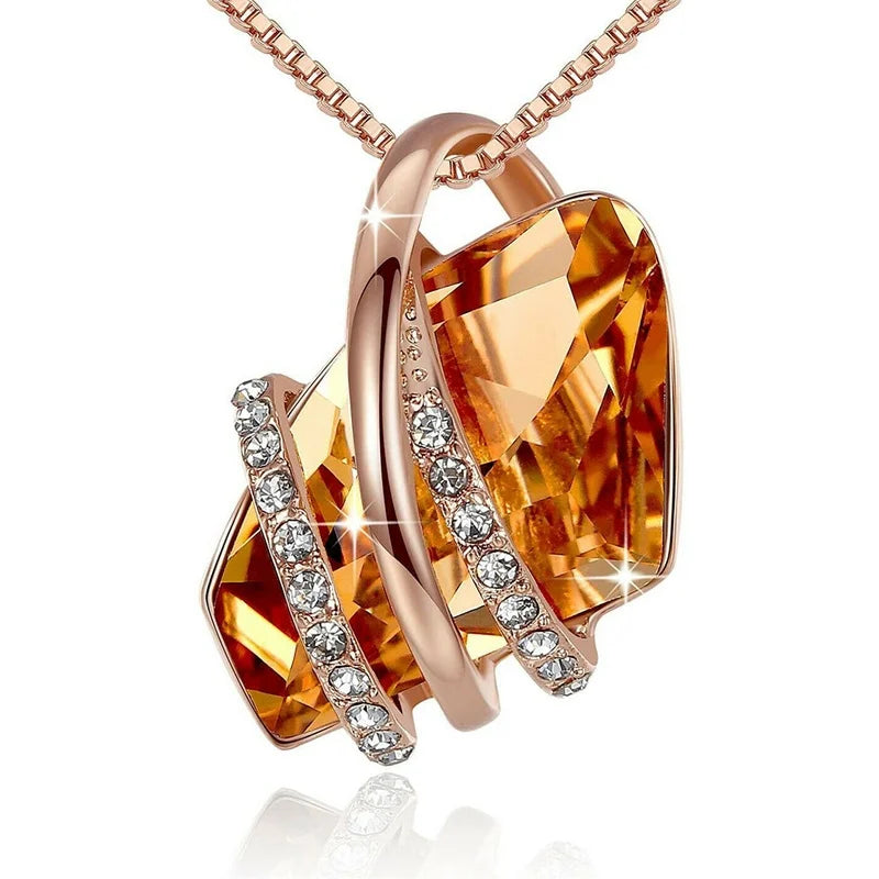 Crystal Glass Birthstone Pendant Necklace – Classic Design Pendant Necklace Nixie