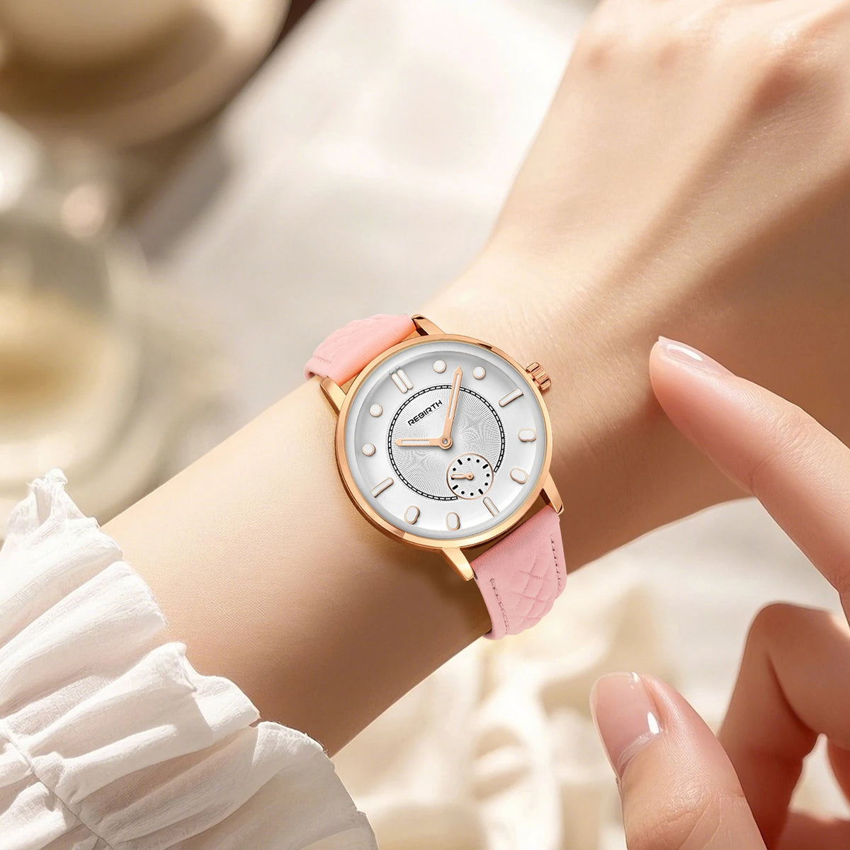 REBIRTH Retro Quartz Wristwatch Leather Band | Minimalist Dial Quartz Wristwatch Nixie
