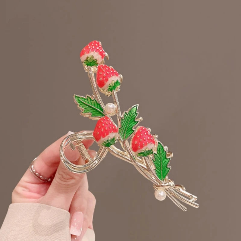 Strawberry Shark Bite Hair Clip for Women – Cute Jaw Clip Hair Jaw Clip Nixie