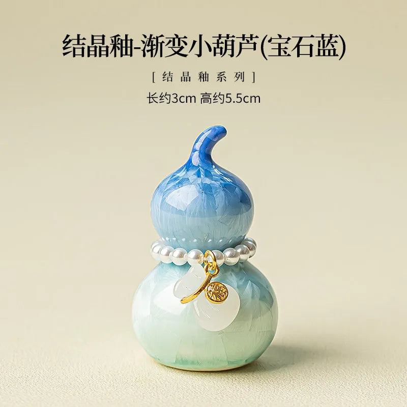 Kiln-Fired Crystal Glaze Ceramic Gourd Tea Pet Decoration Ceramic Desk Ornament Nixie Blue