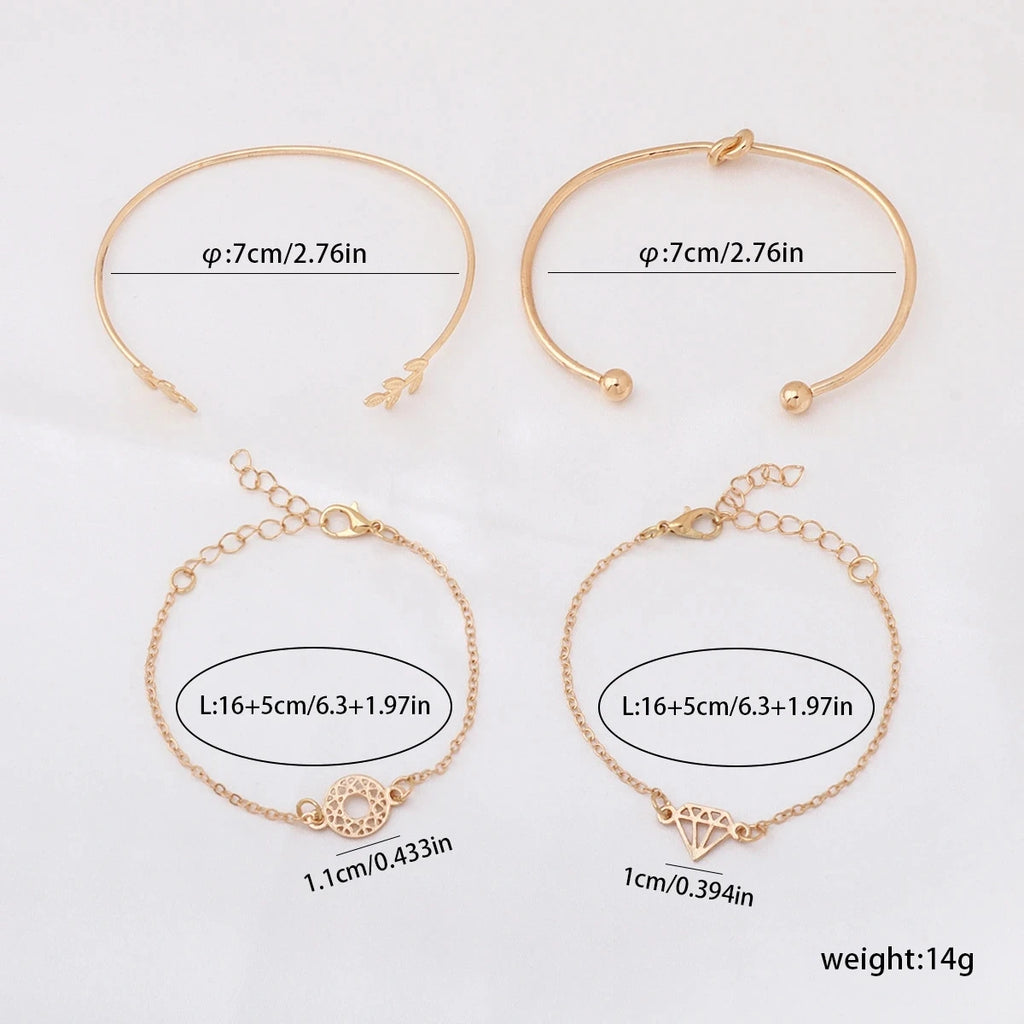 Leaf Knot Bracelet Set of 4 – Gold Women's Chain Bracelets Fashion Bracelet Set Nixie