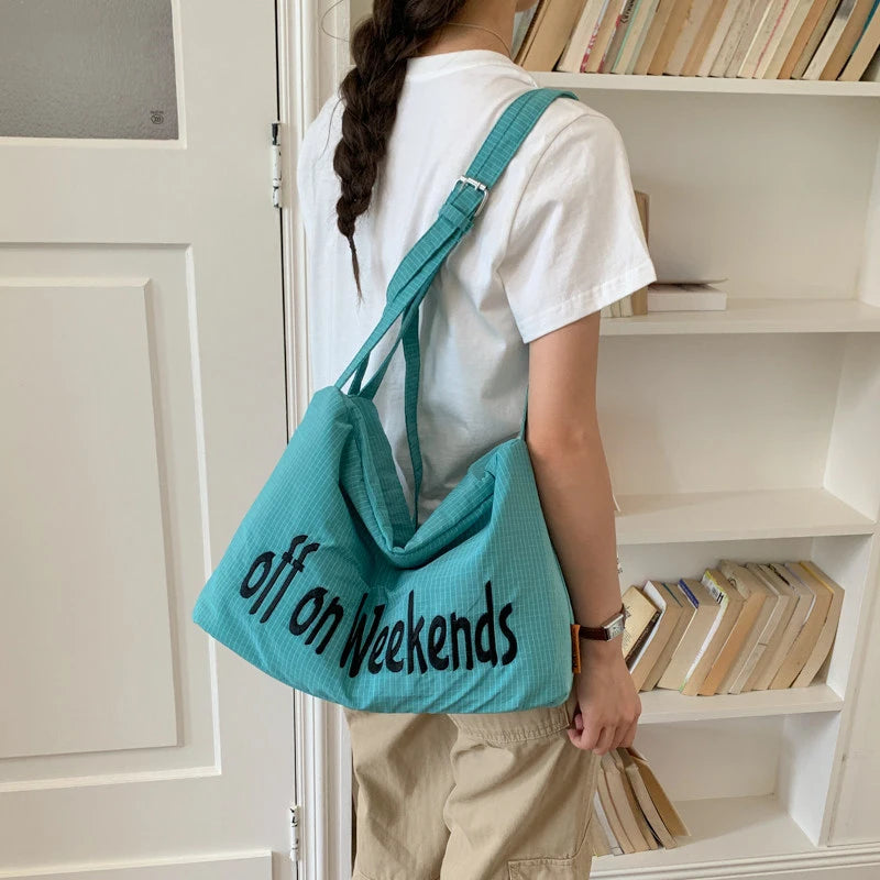 Korean Style Large Capacity Nylon Shoulder Crossbody Bag