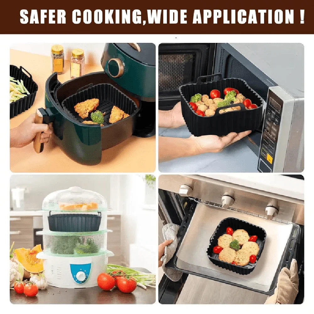 Reusable Silicone Air Fryer Liner – Square, 4–7 Qt | Nixie Silicone Air Fryer Liner Nixie