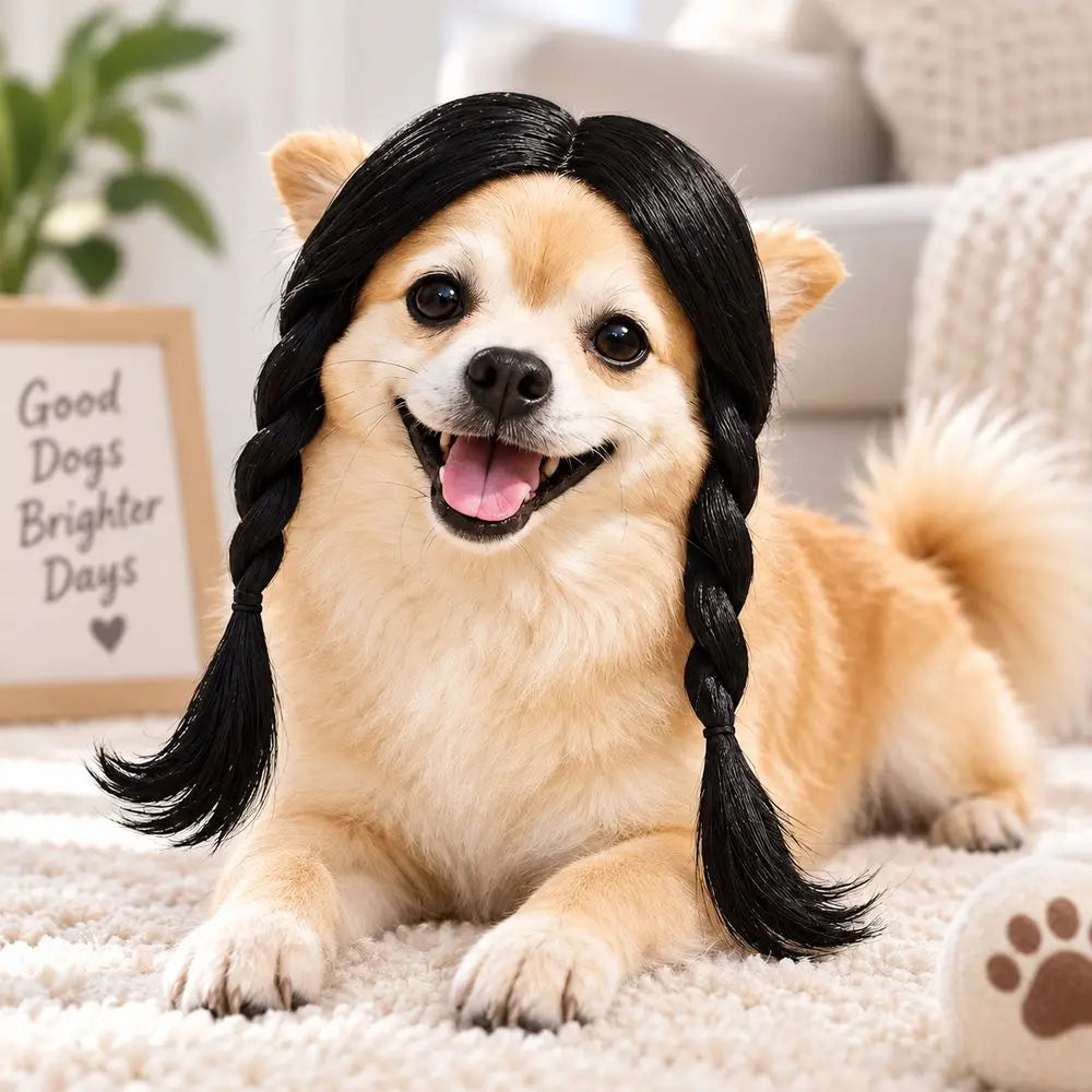 Funny Pet Wig for Dogs & Cats – Cosplay Dress Up Hairpiece