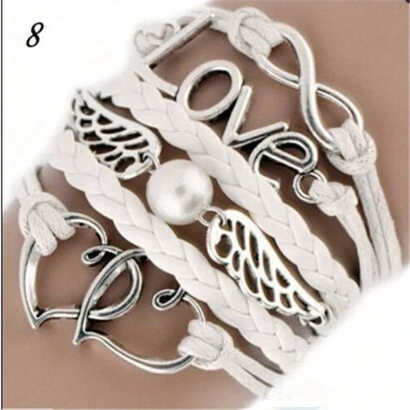 Owl Braided Multilayer Charm Leather Bracelet – Vintage Punk