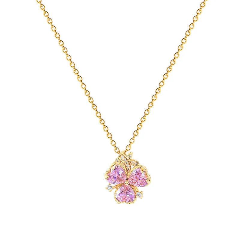 Three-Petal Flower Choker Necklace | Gold Stainless Steel Pendant Choker Necklace Nixie
