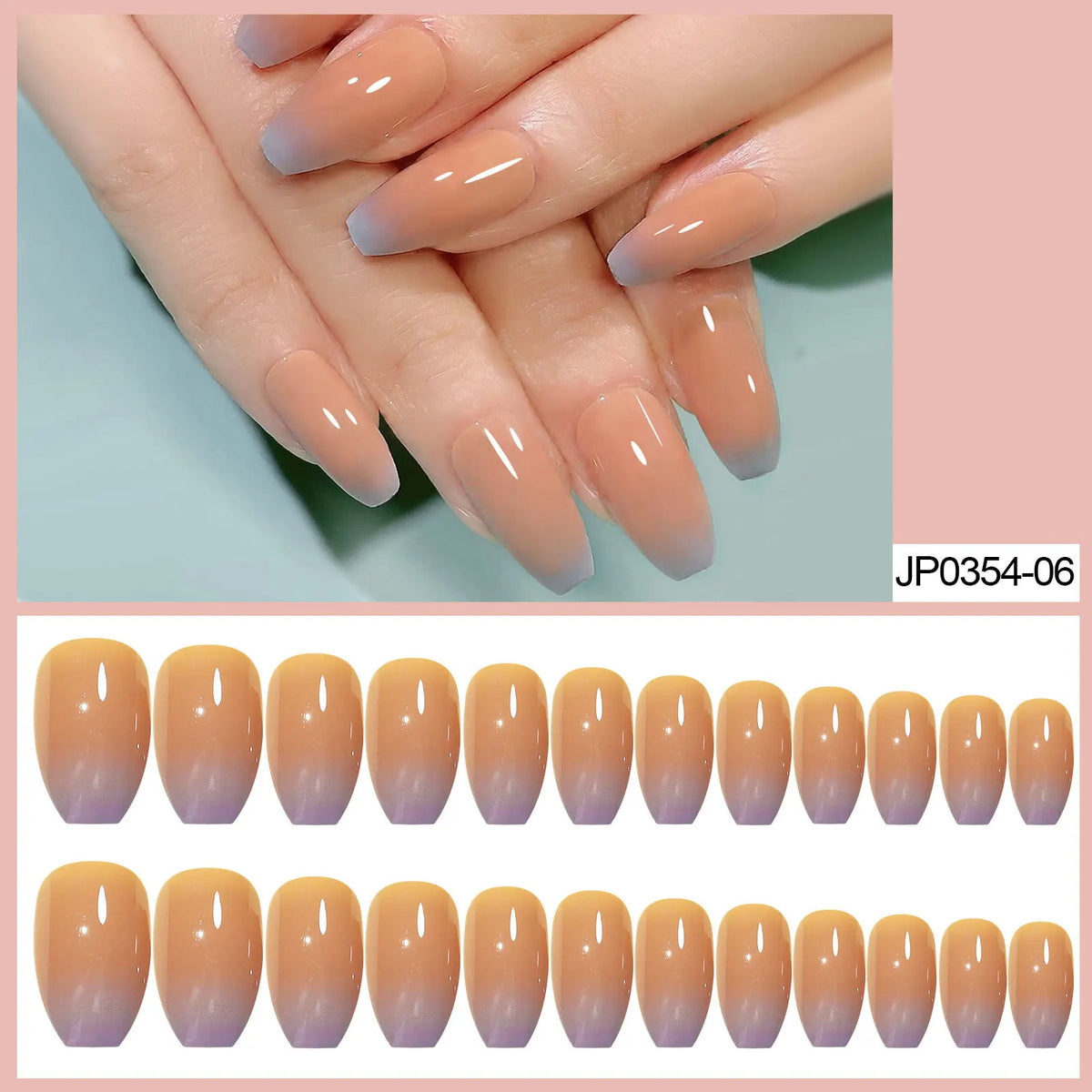 Handmade Rhinestone Press-On Nails Nude Gradient – L Size Press-On Nail Tips Nixie 24PCS