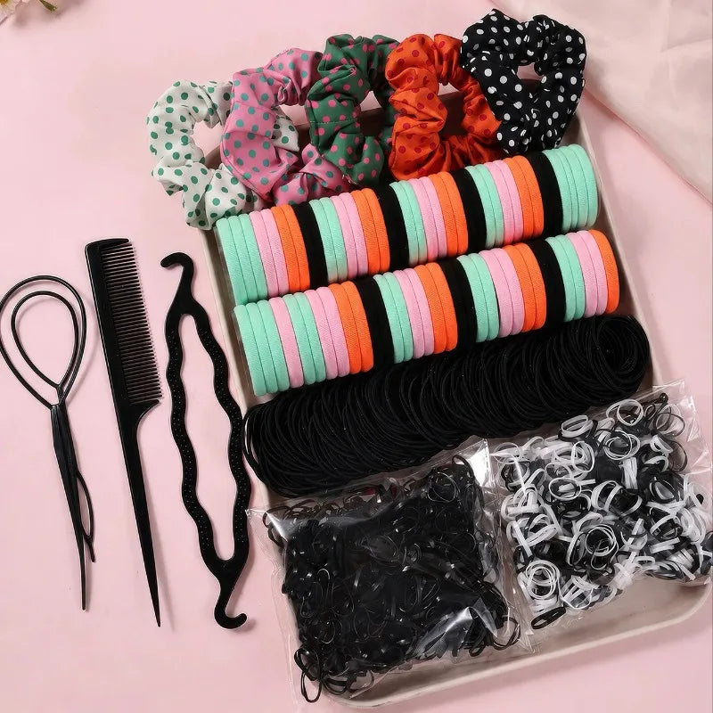 1109-Pc Women's Hair Accessories – Scrunchies, Bands & Headbands Hair Accessories Set Nixie Polka Dot Scrunchies 1109 Pieces