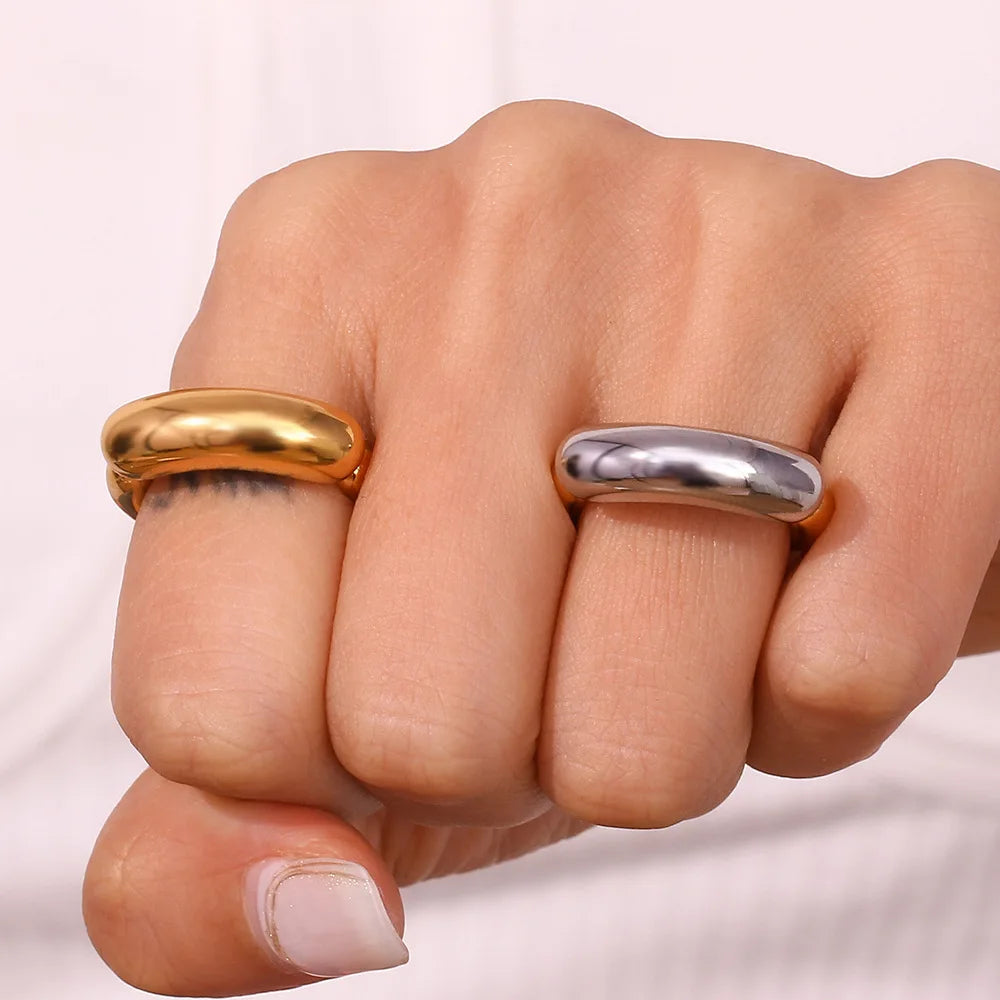 Stainless Steel Ring 18K Gold Plated – Unisex Fashion Band Fashion Ring Nixie