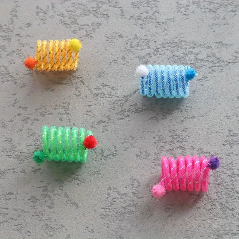 Spring Coil Cat Toy with Plush Ball – Interactive Kitten Toy Cat Spring Toy Nixie
