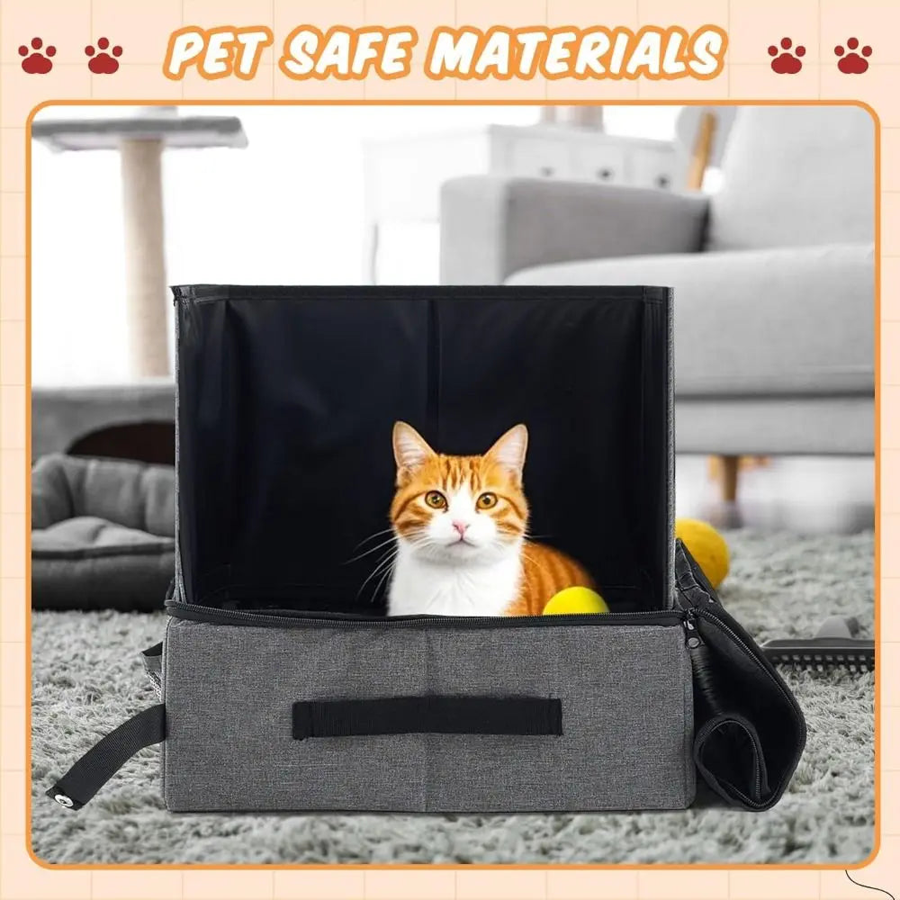 Portable Collapsible Cat Litter Box – Leak-Proof Travel Pan Travel Cat Litter Box Nixie