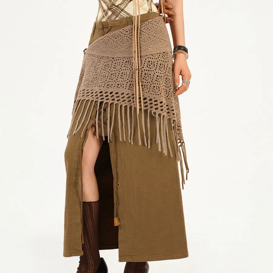 Bohemian Tassel Knit Triangle Hip Scarf – Jazz Dance Wrap Dance Hip Wrap Scarf Nixie