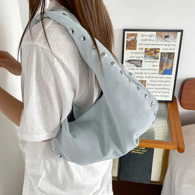 Korean-Style Rivet Underarm Bag – Large Capacity Hobo Shoulder Shoulder Bag Nixie