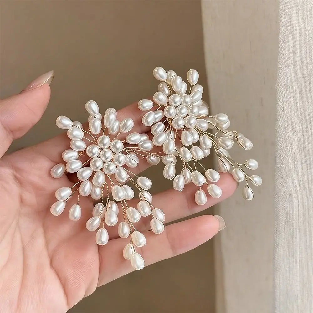 French Imitation Pearl Tassel Dangle Earrings | Bridal Style Tassel Dangle Earrings Nixie