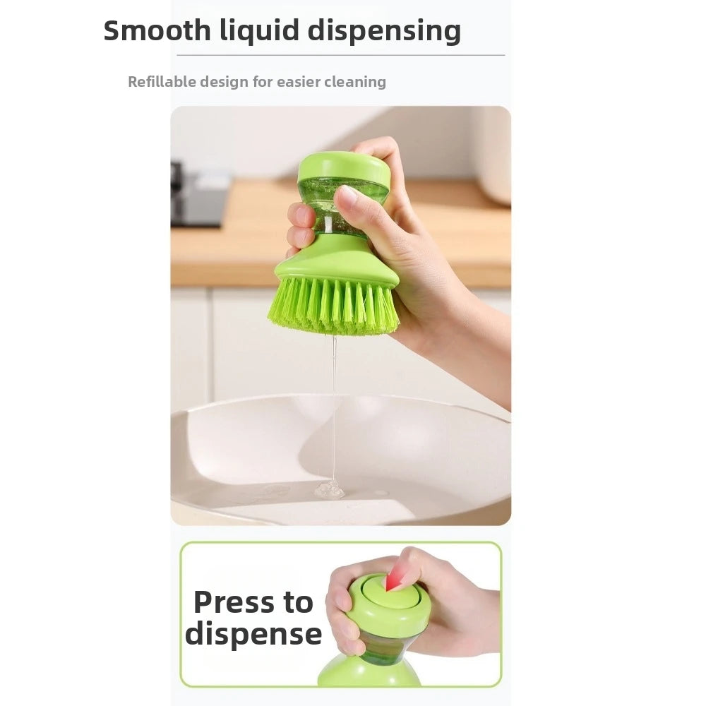 Self-Dispensing Dish Brush | Ergonomic Grip & Round Bristles Dish Cleaning Brush Nixie