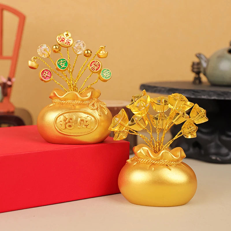 Feng Shui Money Tree Lucky Fortune Miniature Resin Ornament Decorative Figurine Nixie