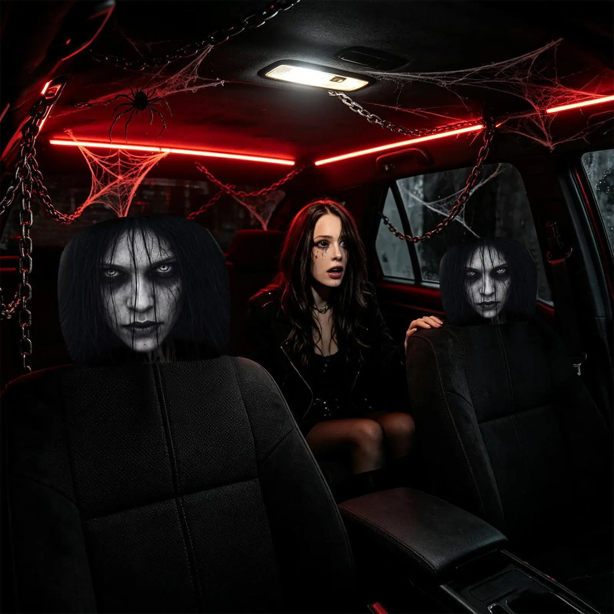 Ghost Face Car Headrest Covers | Halloween Seat Pillowcase 2-Pack Car Headrest Cover Nixie