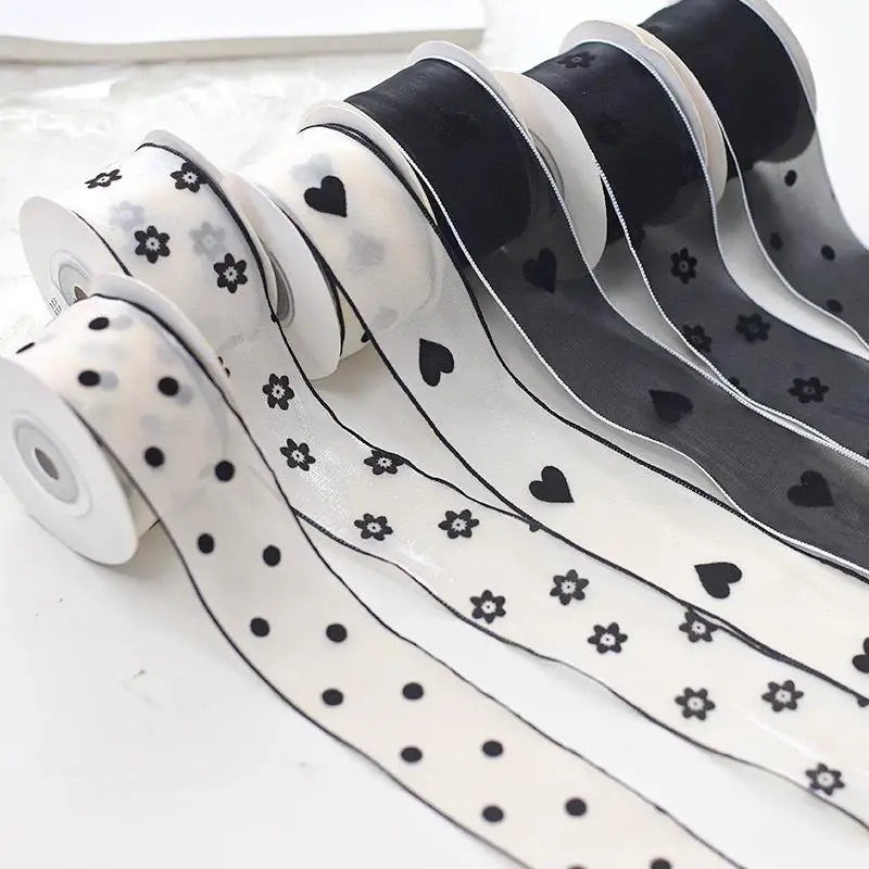 10 Yard Flocked Polyester Ribbon 3.8cm – DIY Hair & Gift Wrap Craft Ribbon Nixie
