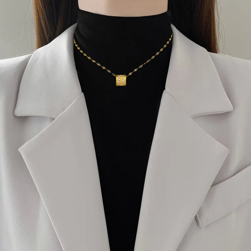 Minimalist Copper Zircon Pendant Necklace | Stainless Steel Chain Pendant Necklace Nixie