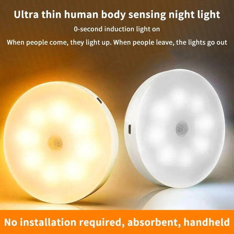 Motion Sensor LED Night Light USB Rechargeable Wireless Closet Lamp