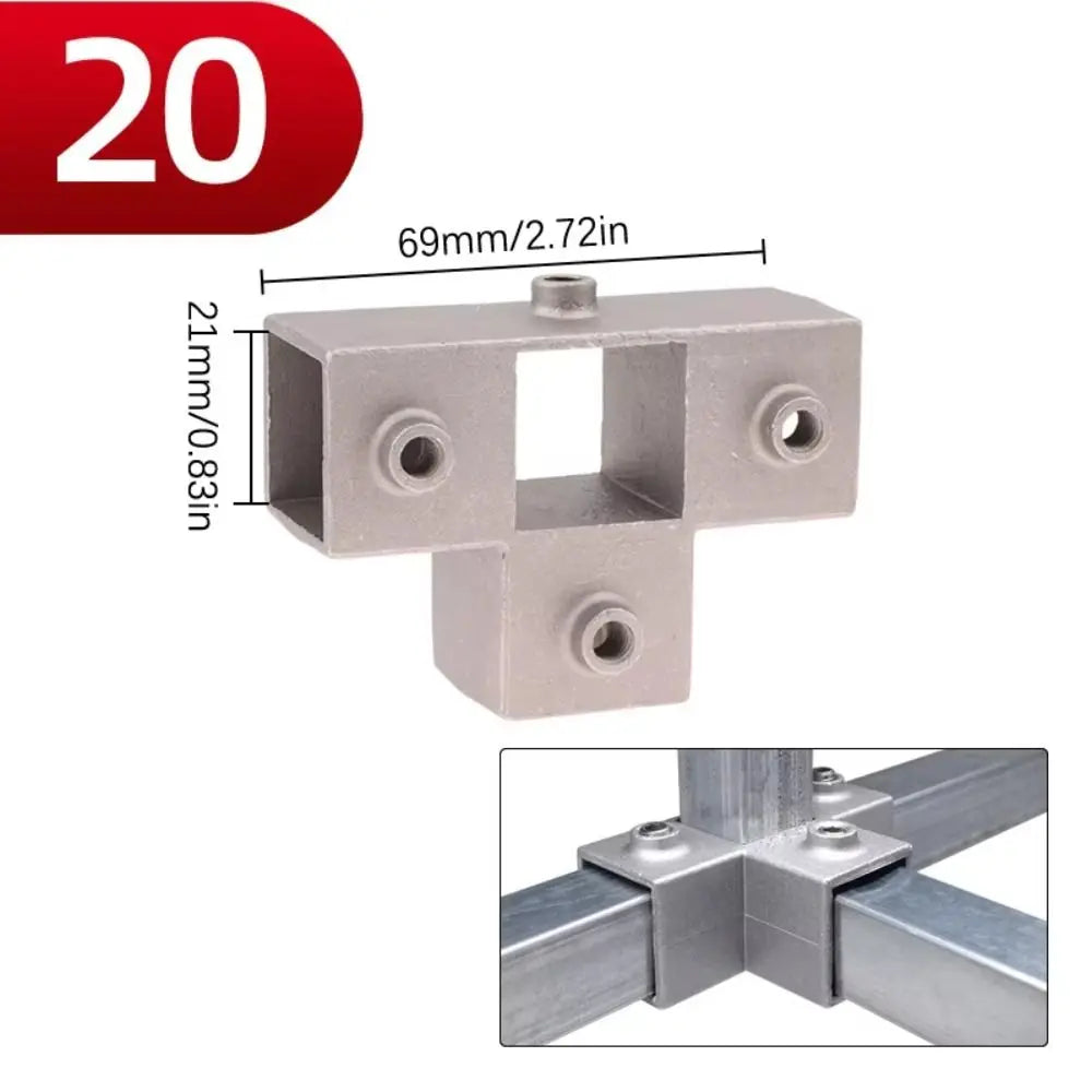 Aluminum Alloy Square Tube Elbow Connector 20/25/30mm Pipe Tube Connector Nixie