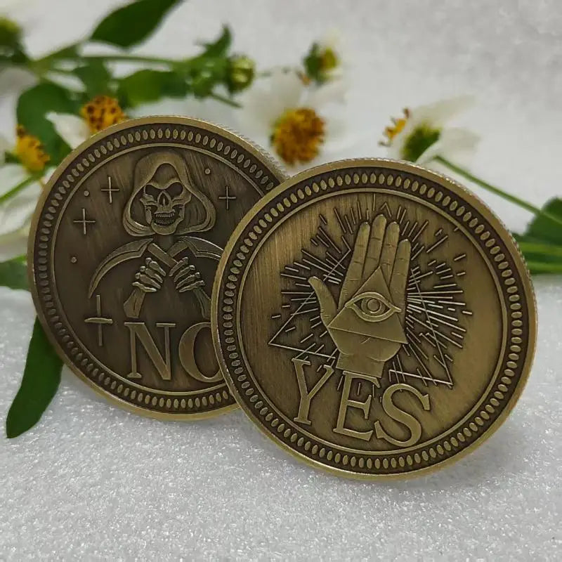 Vintage Yes/No Decision Coin – Antique Bronze Metal Collectible Novelty Decision Coin Nixie