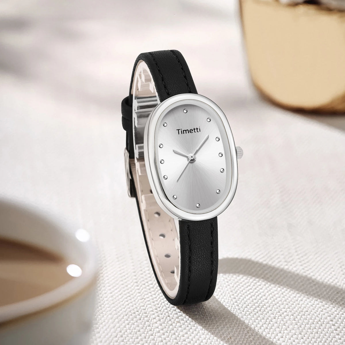 Timetti Women's Retro Square Quartz Watch | Leather Strap Women's Quartz Watch Nixie