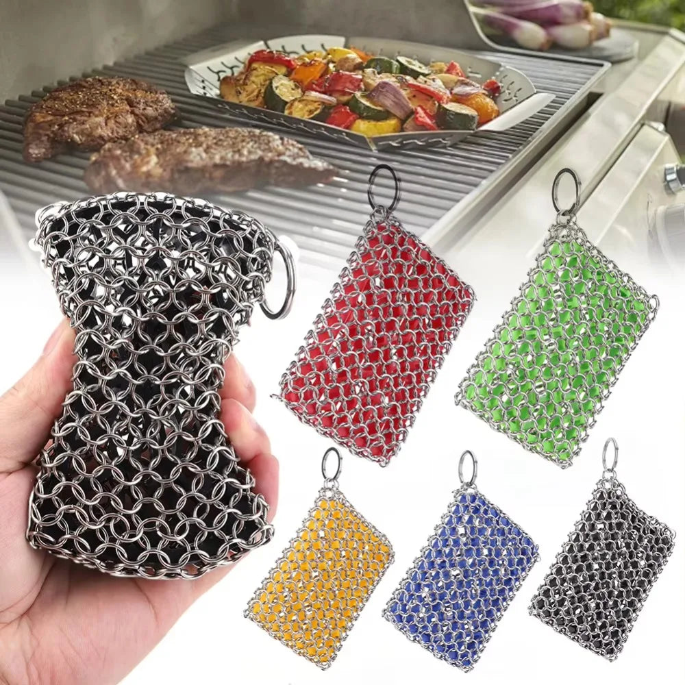 Stainless Steel Chainmail Scrubber for Cast Iron & Cookware Chainmail Scrubber Nixie